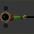 Steampunk Vintage Pipe With Wooden Body Metal Gears Green Accent And Black Stem
