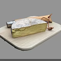 Artisanal Cheese Wedge On Wooden Cutting Board With Leather String Knife