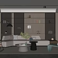 Modern Living Room Interior With Sofa Coffee Table Rocking Chair And Green Plant