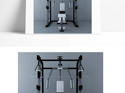 High Quality Modern Sports Equipment with Multi functional Training Rack Seat and Barbell 3d model