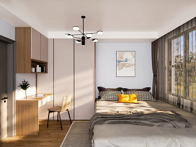 Modern Tatami Bedroom Study 3d model