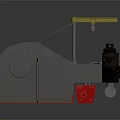 Industrial Mechanical Equipment With Metal Structure Red Base Rollers And Yellow Top Lever