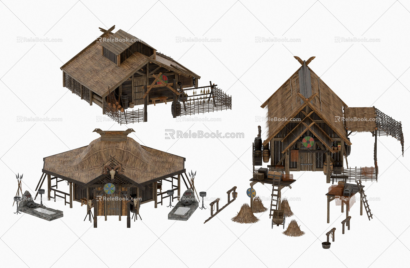 Modern Thatched House 3d model