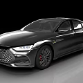 Modern Black Sedan With Streamlined Body Front Grille And Red Brake Calipers
