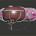 Bionic Snail 3D Model With Crimson Shell Silver Metal Strips Pink Base And Red Antenna