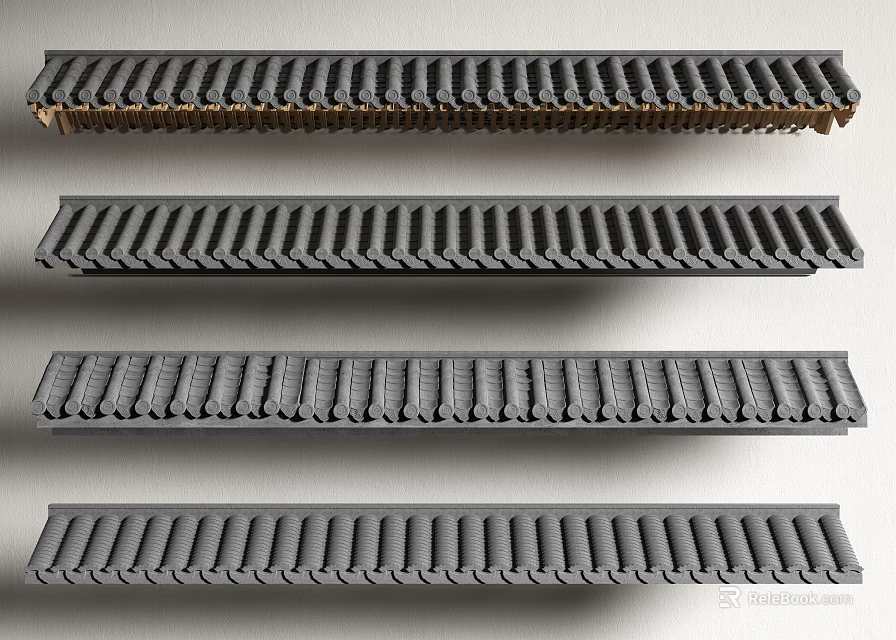 Gray Architectural Decorative Grooved Long Concrete Building Components With Regular Patterns For Construction 3d model 