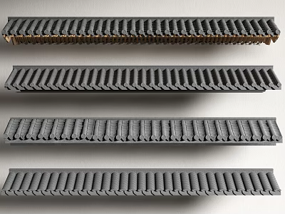 Gray Architectural Decorative Grooved Long Concrete Building Components With Regular Patterns For Construction 3d model