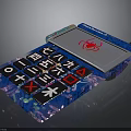 Blue Electronic Calculator With Colorful Patterns Numeric Keys Chinese Numerals And Red Spider Screen