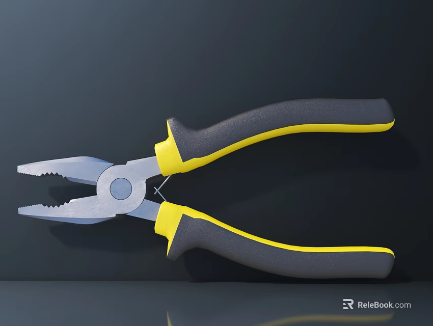 High Quality Multifunctional Pliers With Yellow And Gray Handles For DIY Repairs 3d model 