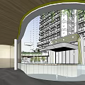 Modern Commercial Complex With High Rise Buildings And Landscaped Plaza Areas