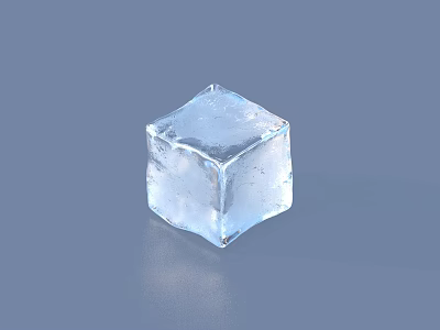 Transparent Cube Shaped Ice For Daily Living Use On Light Blue Surface 3d model