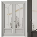 Black And Light Colored Interior Doors With Glass Arched Frame And Silver Handle