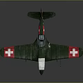 Vintage Green Military Airplane With Red Cross Markings On Wings And Fuselage Design