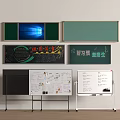 Public Educational Facilities With Green Blackboards Whiteboards And Chart Display Boards