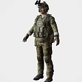 Game and Movie Character in Camouflage Military Uniform With Tactical Vest Knee Pads and Gear