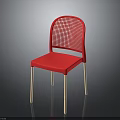 Red Modern Chair With Mesh Back Solid Red Seat And Light Colored Legs