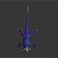 Vibrant Blue Purple Fantasy Creature With Horns Spikes Green Eyes And Sharp Claws