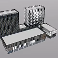 Modern Tall Office Building With Glass Facade Window Design And Connected Structure 3d model