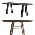 Stylish Light And Dark Wood Dining Tables With Cross Legs And Wood Grain Finish