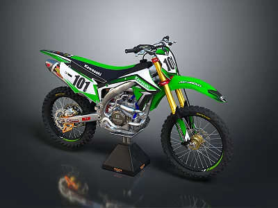 Green And White Dirt Bike With Number 101 High Suspension Off Road Tires 3d model