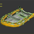Yellow Inflatable Boat with Gray Floor Black Oar and Yellow Buoyant Rings