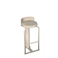 Light Brown Bar Stools With Curved Metal Frame And Round Fabric Seat
