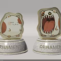 Decorative Ornaments Cute Blushing Hamster Closed Eyes And Monster Open Mouth Sharp Teeth Base