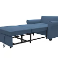Blue Modular Fabric Sofa With Convertible Ottoman And Metal Frame Design 3d model