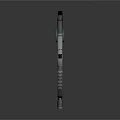 Futuristic Sci Fi Gun Featuring Silver Gray Design Blue Neon Lights And Circular Glowing Symbol