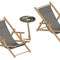Wooden Frame Lounge Chairs With Beige Cushions And Round Side Table With Books