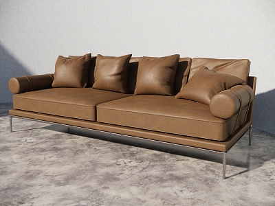 Light Luxury Leather Sofa Leather Sofa Multiplayer Sofa 3d model