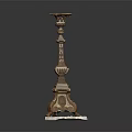 Ornate Intricate Carved Decorative Candlestick With Square Marble Base And Vintage Design