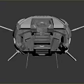 Futuristic White Damaged Spaceship With OP Logo Blue Lights Broken Structure And Windows