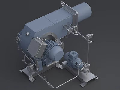 Industrial Equipment Mechanical Unit With Motor Piping And Stable Base Structure 3d model