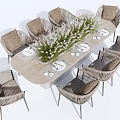 Modern Dining Table and Chair Combination Dining Table and Chair 3d model