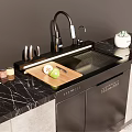 Modern Kitchen Sink With Faucet And Countertop In Contemporary Cabinet Design