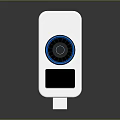 Sleek Silver USB Flash Drive With Round Component Rectangular Screen And Blue Stripes