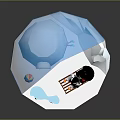 Two Penguins In Snowy Scene With Igloo Sled Colorful Ball And Blue Background
