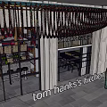 Tom Hanks's Kitchen Club Interior Featuring Two Floor Dining Area And Hanging Lights