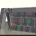 Modern Display Cabinet with Colorful Storage Compartments and Geometric Frame Design