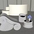 Sculptural White Column Design Leisure Chair With Modern Decorative Accents And Metal Background