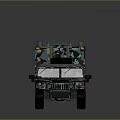 Camouflaged Military Medical Vehicle With Red Cross Antennas And Spare Tire