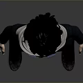 Man 3D Character Wearing Dark Jumpsuit Scarf And Boots Standing Pose