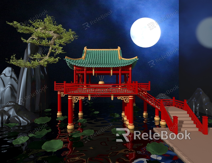 pavilion ancient architecture chinese style architecture national tide architecture model