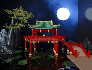 pavilion ancient architecture chinese style architecture national tide architecture 3d model