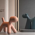 Designer Animal Shaped Sculptures in Modern Interior Setting with Different Colors 3d model