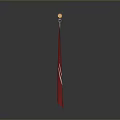 Red Flag with White Symbol Hanging on Orange Pole and Black Ends