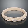 Elegant Cream Colored Bracelet With Beaded Edges And Blue Accents Design