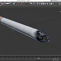 Cigarette With Orange Filter White Body And Black Burned End On Smooth Surface 3d model