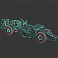 3D Rendered Construction Utility Vehicle With Large Tires Front Loader Bucket And Operator Cabin